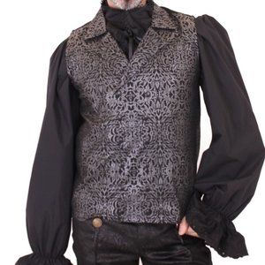 Men's Silver and Black Double Breasted Vest - Minor Defect